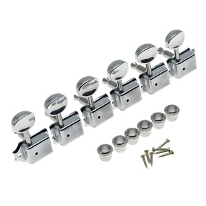 Mécaniques d'accordage en ligne 6R à rangée unique pour guitares électriques ST Tele TL, mécaniques d'accordage pour droitiers, de remplacement, Or, Chrome, Noir - Product Image 3
