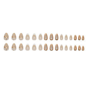 30 Uds. Prensa de almendras de Punta francesa en las <span class=keywords><strong>uñas</strong></span>, venta al por mayor, líneas de diamantes de imitación simples acrílicas <span class=keywords><strong>cortas</strong></span>, <span class=keywords><strong>uñas</strong></span> artificiales para decoración de <span class=keywords><strong>uñas</strong></span> - Product Image 4