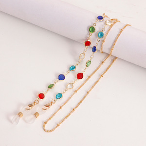 เชือกรัดหน้ากากคริสตัลจี้ห่วงโซ่ลายดอกไม้ทาสีน้ำมัน - Product Image 4