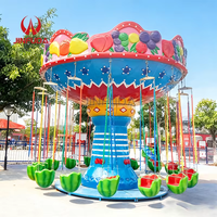 Manège à bas prix pour 16 places, thème pastèque, pour enfants, pour parcs d'attractions et fêtes foraines, avec chaises volantes, à vendre
