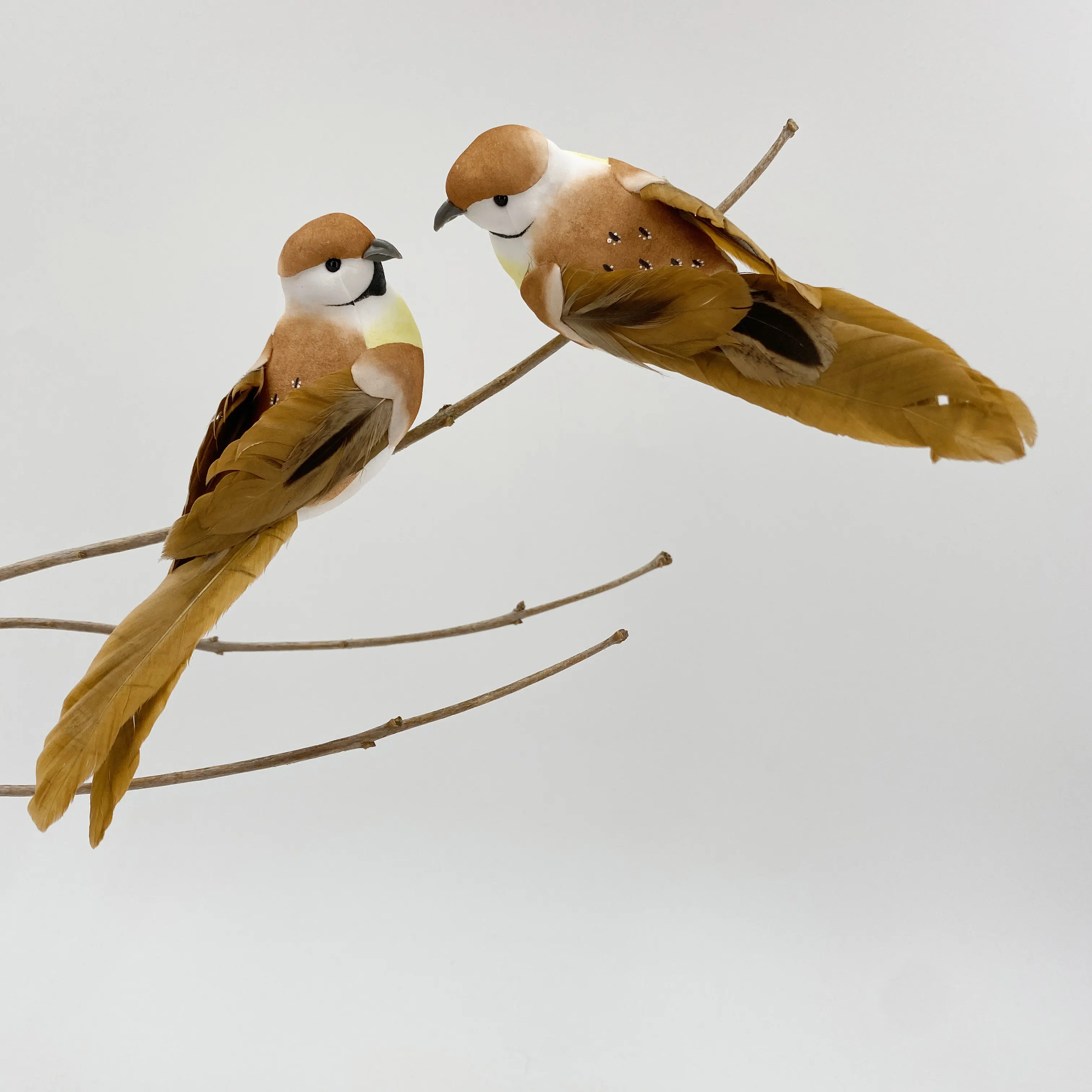 Pájaro de plumas artificiales para decoración navideña pájaro de espuma colores pluma clip de pájaro de boda