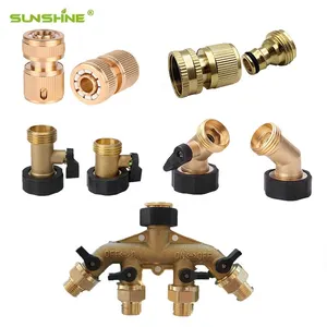 SUNSHINE hot sale adjustable brass garden hose Splitter tap connector 2 Way Y Valve Garden Hose Connector