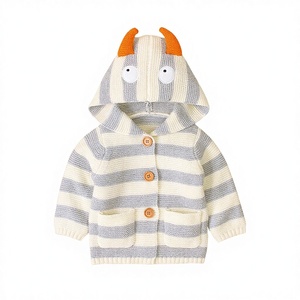 Abrigo con Capucha para Bebé Mimixiong, Cortavientos, Manga Larga, Diseño de Animales, Estilo Ganado, 100% Algodón Tejido, Bordado a Rayas - Product Image 2