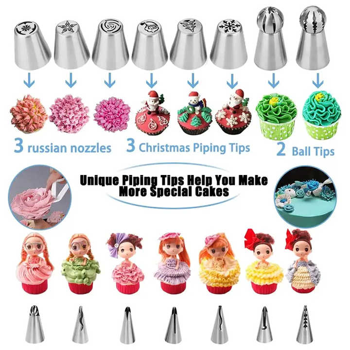 635pcs/set Baking Equipment Tools Cake Nozzles and Plastic Turntable