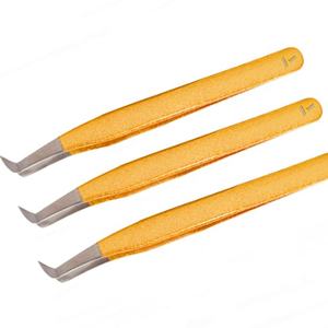 แหนบต่อขนตาแบบยั่งยืนของญี่ปุ่นแหนบปลายแหลมสำหรับคิ้ว3D ทำจากโลหะสีเหลือง4D โลโก้ตามสั่ง - Product Image 4