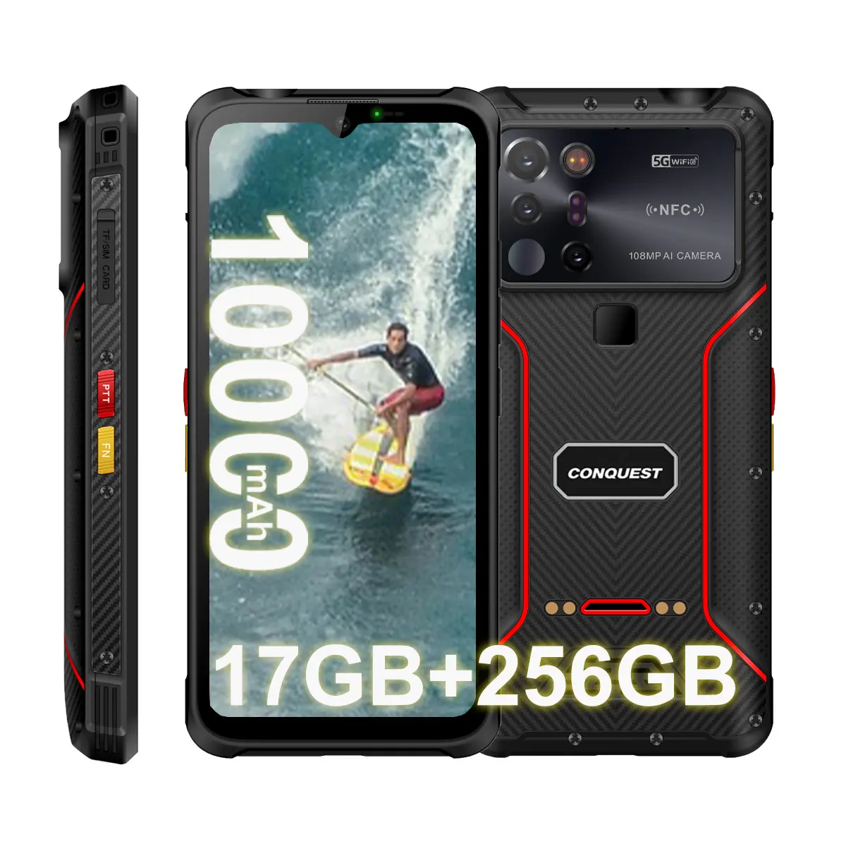 CONQUEST S23 5G Android12 12GB 256GB 6.6'' Screen 66W Night Vision Smartphone IP68 Waterproof Mobile Phone