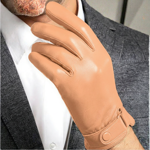 Guantes de Cuero Marrón para Hombre, Diseño Sencillo, Térmicos, para Uso Profesional, Estilo Invernal - Product Image 4