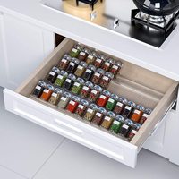 Organisateur de tiroir à épices, support de bocaux d'assaisonnement extensible en acrylique transparent à 4 niveaux, tiroir de cuisine, plateau d'insertion d'épices
