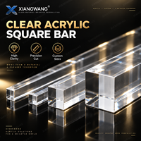 Barre carrée en acrylique transparent Xiangwang 10mm-100mm, anti-âge, résistante aux UV, pour projets de bricolage et d'affichage