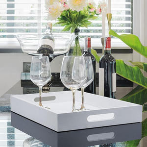 Vassoio di servizio in legno con manici in legno rettangolo decorazione ottomana vassoio di vanità per colazione bevande cucina pranzo soggiorno - Product Image 5