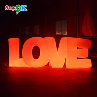 Lettres d'amour gonflables géantes, lettres personnalisées, mots gonflables d'amour avec éclairage LED