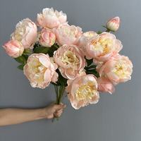 QSBDF Fleurs de pivoine en soie de haute qualité Fleurs de pivoine artificielles à 2 têtes pour la décoration de mariage et de la maison