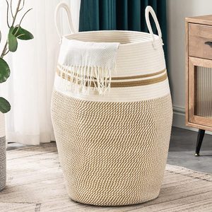 Grand Panier à Linge Moderne en Corde Tressée avec Poignées pour la Décoration d'Intérieur - Product Image 1