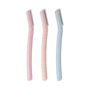 Eco-friendly Women's Eyebrow Trimmer Pink Dermaplaning <b>Tool</b> Biodegradable Wheat Straw Razor for Hair Removal Nature-Friendly - Product Image 3