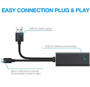 Adaptador de tarjeta de red USB Lan Ethernet Micro USB Power RJ45 10/100Mbps chaqueta de PVC para Fire TV Stick <span class=keywords><strong>Chromecast</strong></span> Ultra <span class=keywords><strong>Google</strong></span> Audio - Product Image 4