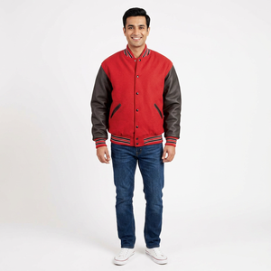 Breathable Letterman Varsity <b>Jackets</b> Men's <b>Leather</b> Sleeve Solid Color <b>Winter</b> Baseball CollegeBaseballjacket for men - Product Image 1