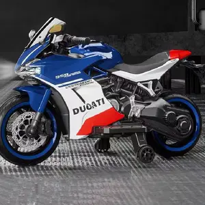 Motocicleta para niños al por mayor de fábrica, vehículo eléctrico de 12 V, motocicleta con tracción en las dos ruedas, motocicleta eléctrica con batería grande