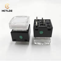 Interrupteur à bouton-poussoir LED lumineux 12V 15mm 1NO marche/arrêt à verrouillage momentané, interrupteur tactile LED carré 15,4x15,4mm avec capuchon en cristal