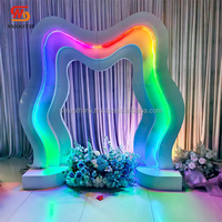 Arches de mariage de luxe en métal multicouches 3D, décoration de scène de fond grandiose, arches ouvertes, décoration de fête de mariage