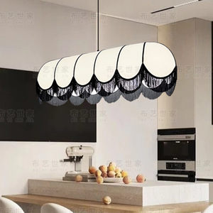 Chinese Style Pendant Lamp 120cm Long White Fabric E27 LED Warm <b>Light</b> For Living Room <b>Dining</b> Room Bar Counter - Product Image 4