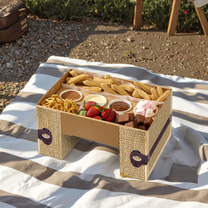 Custom Arabic Ramadan Mezze Compartment <b>Box</b> with Convertible Lid Integrated Pedestal Tabletop Snack Grazing Platter container - Product Image 5