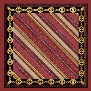 70x70cm Luxury Chain Print Polyester Satin <b>Square</b> <b>Scarf</b> Vintage Geometric Neck <b>Scarves</b> for Women Spring Autumn - Product Image 2