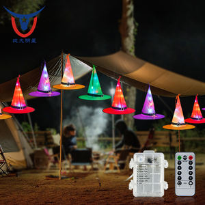 Décoration d'Halloween, chapeau de sorcière et de sorcier lumineux à LED, lumières suspendues colorées à LED, chapeaux de sorcière d'Halloween, accessoire de costume - Product Image 3