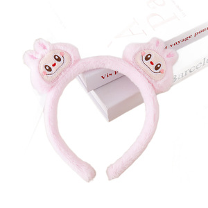 عصابة رأس بآذان أرنب مخملية، إكسسوار شعر كرتوني لطيف للفتيات، زينة للحفلات، مشبك شعر على شكل قلب لغسل الوجه، إكسسوارات شعر مرحة - Product Image 5