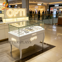 French Style Eyewear Display Stand Optical Shop Counter LED Wooden Eyeglass Display case for Sales