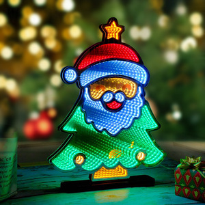 Décorations de Noël Halloween 3d Miroir Lumières <span class=keywords><strong>Abyss</strong></span> Miroir Led Lumières Home Deco Santa Infinity Miroir Lumière avec Support - Product Image 1