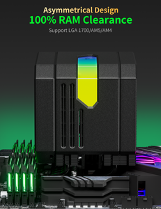 Enfriador de Aire para CPU <span class=keywords><strong>upHere</strong></span> con <span class=keywords><strong>Ventilador</strong></span> Doble Argb de 120mm, 8 Tubos de Calor, Aletas de Aluminio, Enfriamiento de Torre, Compatible con Lga 1851 1700 115X AM5 AM4 - Product Image 3