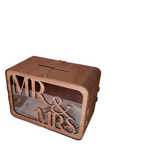 Nouveau produit transfrontalier : Boîte carrée en bois pour livre <span class=keywords><strong>d</strong></span>'or de mariage, porte-cartes et boîte à cartes de visite, à assembler soi-même, Chine - Product Image 5