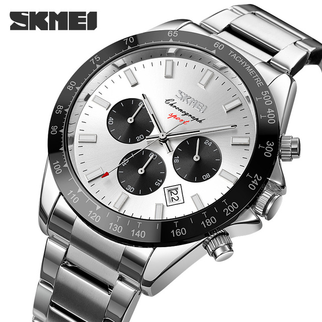 Skmei 9259 Luxury Brand Quartz Watch Wrist Watches Stainless Steel Band Fashion Men Watch