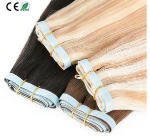 Extension di Capelli Veri Europei Remy Vergini di Alta Qualità, Doppia Trama, Nastro Invisibile, Colore Chiaro - Product Image 1