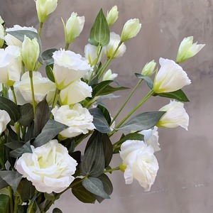 Vendita calda 4 teste Lisianthus fiori artificiali ornamenti di fiori soggiorno decorazione per la casa fiori matrimonio - Product Image 3