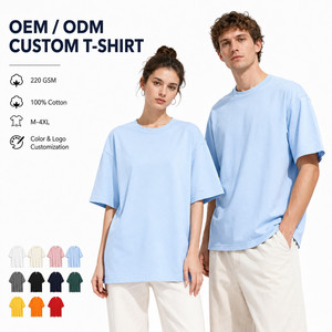 Camiseta de Hombre Personalizada con Logotipo, 220 g/m², 100% Algodón, Corte Holgado, Estilo Urbano, Tallas M-4XL, Color Azul Cielo, Venta al Por Mayor - Product Image 1