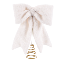 Décoration de sapin de Noël en polaire sherpa blanche, nœud en peluche douce, couronne de Noël pour fêtes et décorations de maison