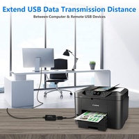 Kabel Ekstensi Aktif USB 2.0 Konektor Berlapis Emas Kecepatan Tinggi Desain Cincin Magnetik untuk Komputer, Scanner, Printer, Kamera