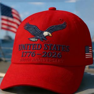 Casquette de baseball unisexe réglable à 6 panneaux en coton imperméable, style rétro délavé, avec logo frontal, pour adulte, édition 250e anniversaire US, transfrontalière - Product Image 2