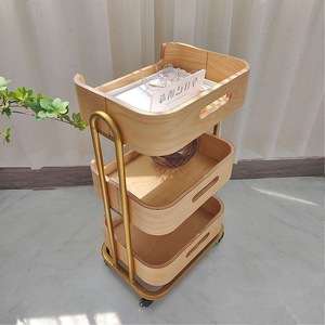Carrito de Salón de Belleza de Madera Sólida de Tres Niveles, Diseño Moderno 2025 S, Mueble Multifuncional Móvil para Barbería y Salones de Belleza - Product Image 5