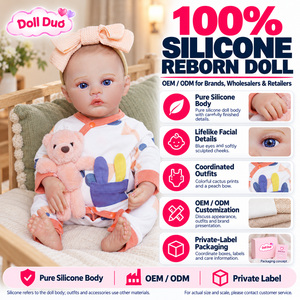 Muñeca Reborn de Silicona de Cuerpo Completo de 18 Pulgadas, Modelo Doll Duo Personalizada, con Traje de Cactus Colorido y Lazo Color Durazno, Regalo de Navidad para Niños - Product Image 1