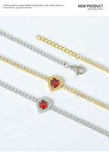 Heart-Shaped CZ Tennis <b>Bracelet</b>|10MM Big Gem Charm | 18K PVD Gold Stainless Steel <b>Adjustable</b> Jewelry | No Fading&Hypoallergenic - Product Image 6