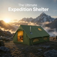 Tente de glamping de luxe gonflable, imperméable, en Oxford 3000 mm, avec ouverture pour poêle, installation automatique
