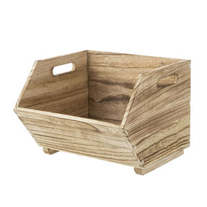 Ensemble de <span class=keywords><strong>2</strong></span> bacs de rangement empilables en bois naturel pour adultes pour maisons et jardins Boîte de rangement en bois pour livres et collations - Product Image 6