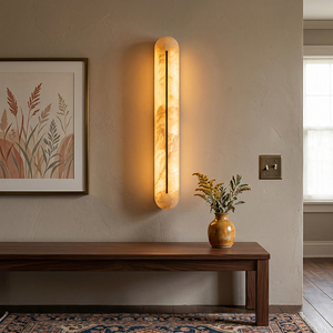 Alabaster <b>Wall</b> Lamp Brass Natural Stone <b>Sconce</b> Modern Minimalist Capsule Luxury <b>Light</b> Designer Aisle Bedroom Hotel Luminaire - Product Image 2