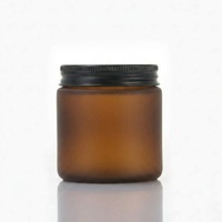 Bocaux en verre ambré givré de 4 oz à parois droites avec bouchons en ABS/aluminium/phénolique, stockage polyvalent, logo personnalisé disponible