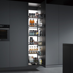 Cesta de Almacenamiento para Gabinete de Cocina Unihopper, en Forma de L, Hierro Cromado, Cajones Multicapa, Estilo Moderno Minimalista - Product Image 1