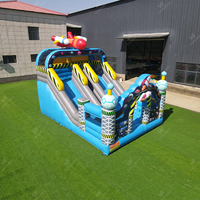 Château gonflable sur le thème de l'astronaut - Château de saut avec toboggan et mur d'escalade pour enfants