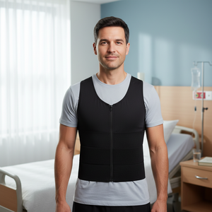 Gilet de compression zippé pour homme post-chirurgie gynécomastie – Soutien médical, ajustement confortable, haute qualité – Meilleure vente - Product Image 3