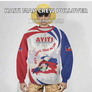 เสื้อโปโลแขนยาวพิมพ์ลายแผนที่สันติภาพแบบดิจิทัลสไตล์เฮติ สำหรับฤดูใบไม้ร่วง ผลิตตามแบบ ODM ทรงปกติ สวมใส่สบาย ผลิตจากผ้าถัก สำหรับผู้ชาย - Product Image 2